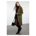 Trendyol Khaki Wide Cut Maxi Coat Look Wide Cut Knitwear Cardigan