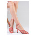 Mio Gusto Isabella Genuine Patent Leather Pink Color Women's Sandals With Heels.