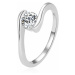Beneto Elegantný strieborný prsteň s čírym zirkónom AGG367 54 mm