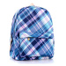 Modrý školský ruksak s károvaným vzorom pre dámy