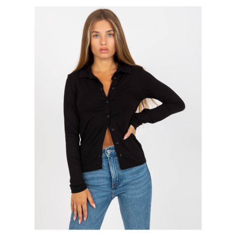 Black casual blouse with buttons RUE PARIS