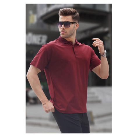 Madmext Claret Red Polo Collar Basic Men's T-Shirt 6126