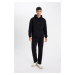 DEFACTO Black Regular Fit Regular Cut Straight Leg Cotton Sweatpants