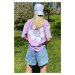 Madmext Lilac Printed Oversize Round Neck Women's T-Shirt