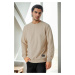 64602 Dewberry Basic Crew Neck Mens Sweatshirt-BEIGE