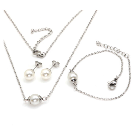 Linda's Jewelry Sada šperkov Perlový štýl chirurgická oceľ IS054