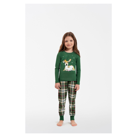 Girls' pyjamas Zonda, long sleeves, long legs - green/print Italian Fashion