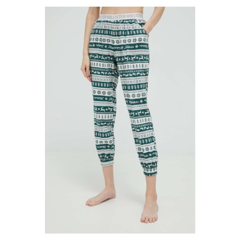 Pyžamové nohavice Hollister Co. dámske, zelená farba,