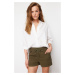 Trendyol Khaki Elastic Waist Cargo Pocket Denim Shorts & Bermuda