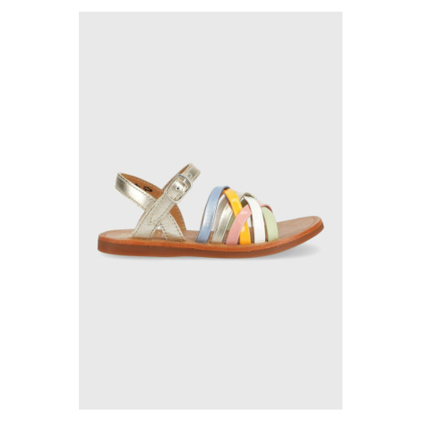 Detské kožené sandále Pom D'api strieborná farba