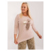 Beige women's plus size blouse with print