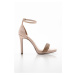 Marjin Women's Stony Platform Heel Evening Dress Shoes with Ankle Strap Thick Heel Zeper Beige.