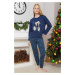 Trendyol Navy Blue 100% Cotton Christmas Themed Knitted Pajamas Set