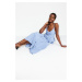Trendyol Indigo Skirt Flounce Back Tie Detailed Strappy Mini Woven Dress
