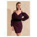 Trendyol Purple Velvet Belt Dress