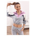 Comfortable sweatshirt with stand-up collar and lavender grey trousers