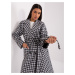 White and black long houndstooth coat