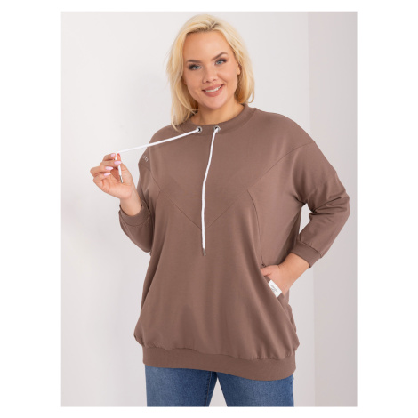 Brown plus size blouse with pockets