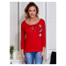 Red lace-up blouse with applications