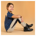 Detské jazdecké nohavice - rajtky s kolennými nášivkami z ľahkej sieťoviny 500 béžové