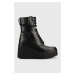 Kožené členkové topánky Kurt Geiger London Stately Lace Up Boot dámske, čierna farba, na kline, 
