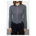 Trendyol Anthracite Fitted Hooded Stretchy Knitted Blouse