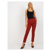 Women's suit trousers with elastic waistband - burgundy