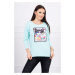 Blouse with cat graphics 3D mint