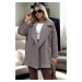 50406 Dewberry Herringbone Oversize Women Coat-BROWN