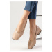 Mio Gusto Addison Nude Flat Toe Short Heel Women's Shoes