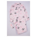 Trendyol Curve Pink Shirt Collar Panda Patterned Knitted Pajama Set