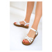 Soho White Genuine Leather Women's Sandals 19354