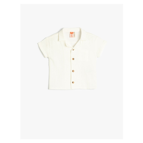 Koton Shirts Made from Muslin Fabric and Cotton Short Sleeve with Pocket Detail.