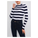 BİKELİFE Navy Blue Striped Button Detailed Knitwear Sweater