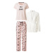 esmara® Dámske pyžamo s mikinou, 3-dielna súprava (biela/ružová/vzor)