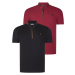 DUAL SET T8571 DEWBERRY ZIPPER MEN'S T-SHIRT-BLACK-BURGUNDY