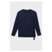 DEFACTO Crew Neck Tie Detail Casual Crepe Long Sleeve Navy Blue T-Shirt