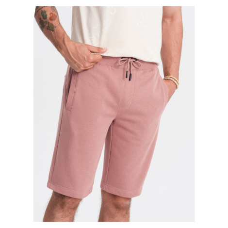 Ombre Men's BASIC cotton sweat shorts - dark pink