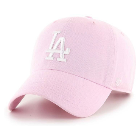 Bavlnená šiltovka 47brand MLB Los Angeles Dodgers ružová farba, s nášivkou, B-RGW12GWSNL-PTA 47 Brand