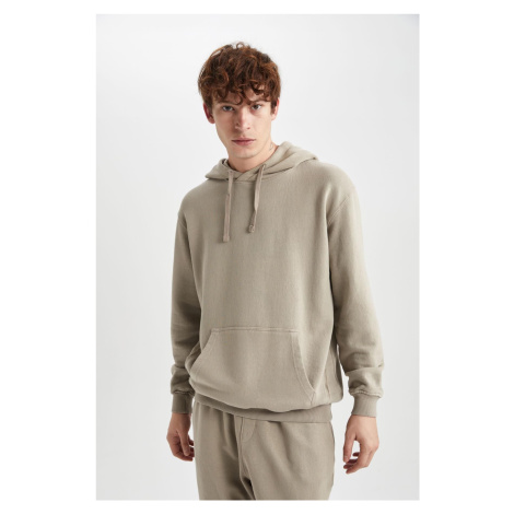 DEFACTO Regular Fit Hooded Washed Faded Effect Kangaroo Pocket Sweatshirt