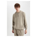 DEFACTO Regular Fit Hooded Washable Faded Effect Sweatshirt