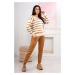 Sweater set Striped sweatshirt + Camel trousers + ecru