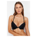 Trendyol Black Polyamide Lace Detailed Front Closure Rope Strap Covered Knitted Bra