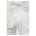 Ľanové nohavice AllSaints biela farba, široké, vysoký pás