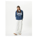 Koton Half Zipper Sweatshirt Comfort Fit College Themed Printed Cotton Blend