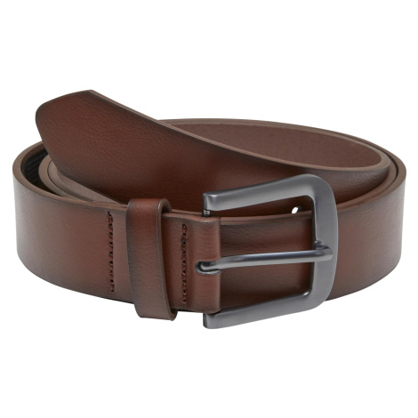 Belt made of lightweight synthetic leather in brown/silver colour Urban Classics