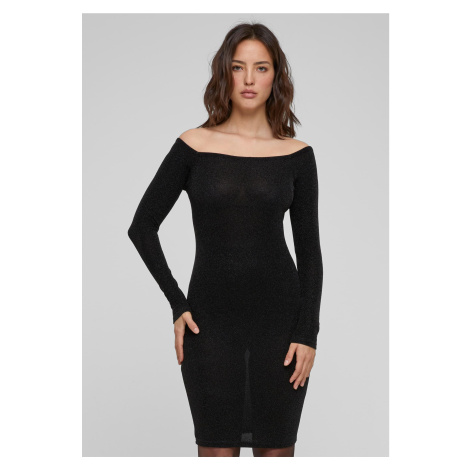 Women's glittering dress with long sleeves black Urban Classics