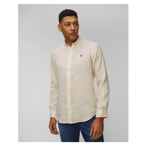 Pánska Béžová ľanová Košeľa Polo Ralph Lauren