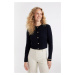 DEFACTO Regular Fit Crew Neck Knitted Patterned Button Closure Knitwear Cardigan