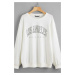 Madmext Mad Girls White Printed Oversize Sweatshirt Womens Mg780